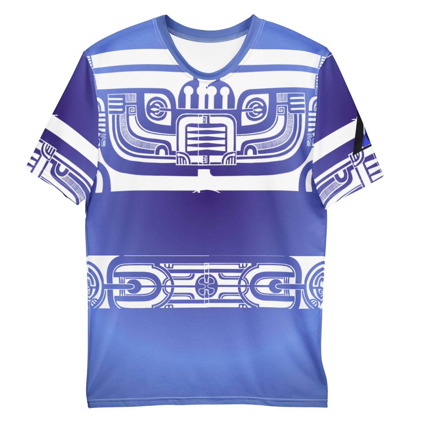 Blue T-shirt with Patutiki Patterns