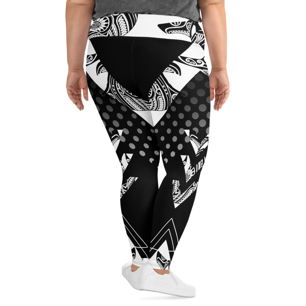 Black and White Graphic Plus Size Leggings