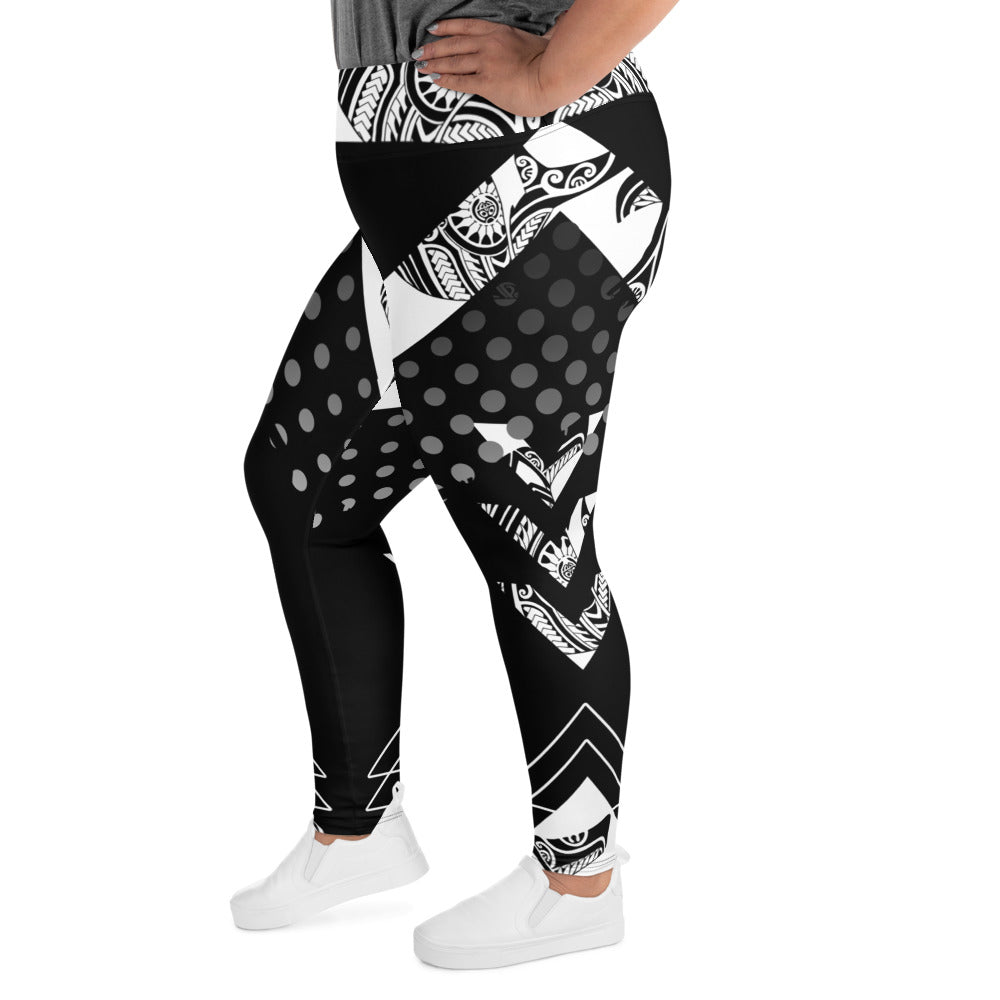 Black and White Graphic Plus Size Leggings