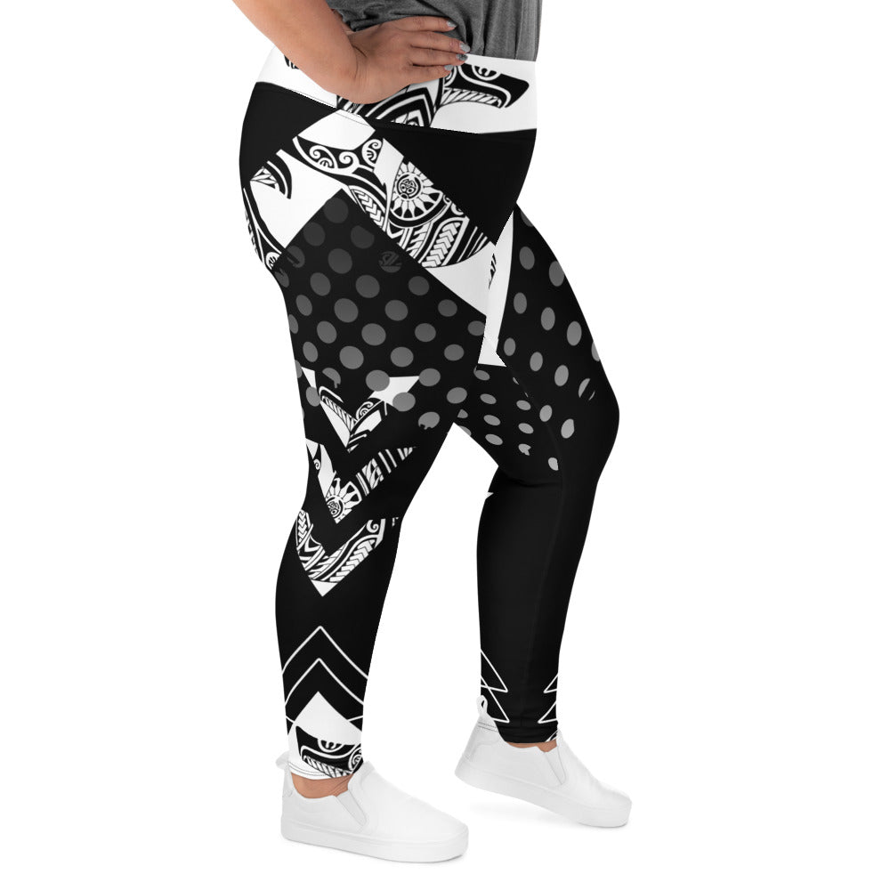 Black and White Graphic Plus Size Leggings