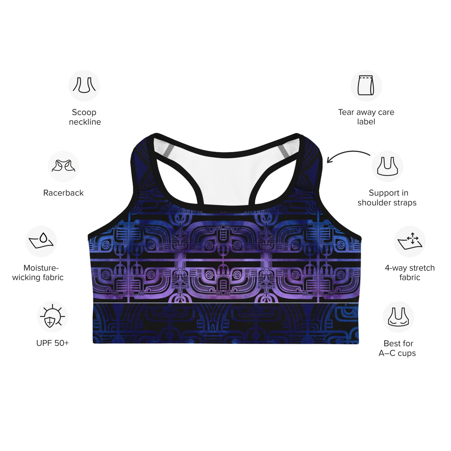 Blue Gradient Patutiki Sports Bra