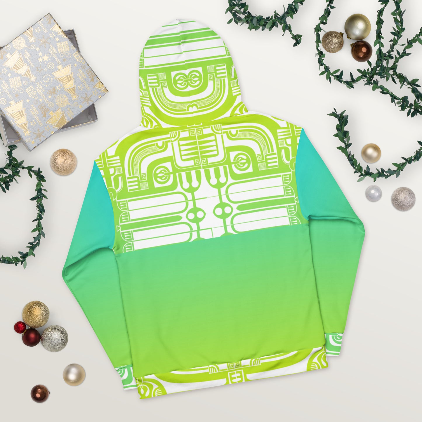 Patutiki Pattern Green-Yellow Gradient Hoodie