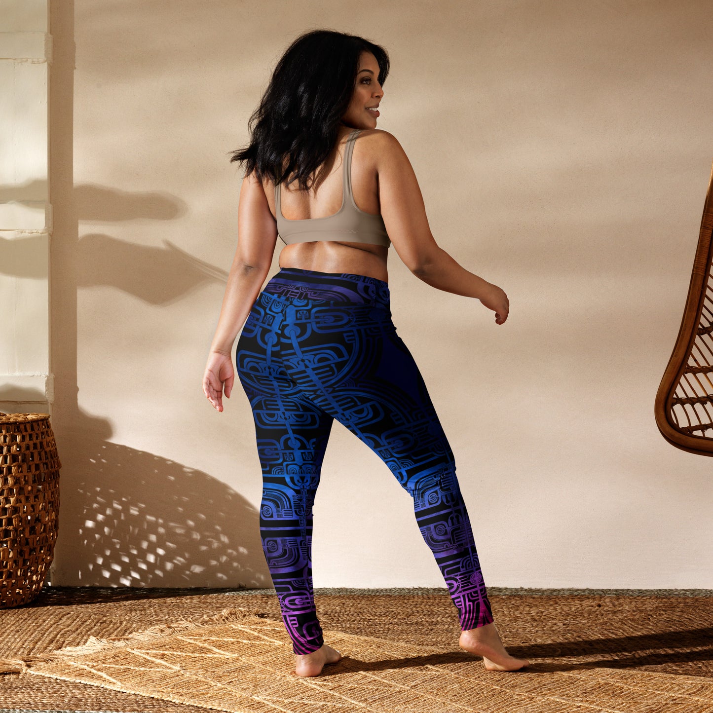 Blue Gradient Patutiki Yoga Leggings