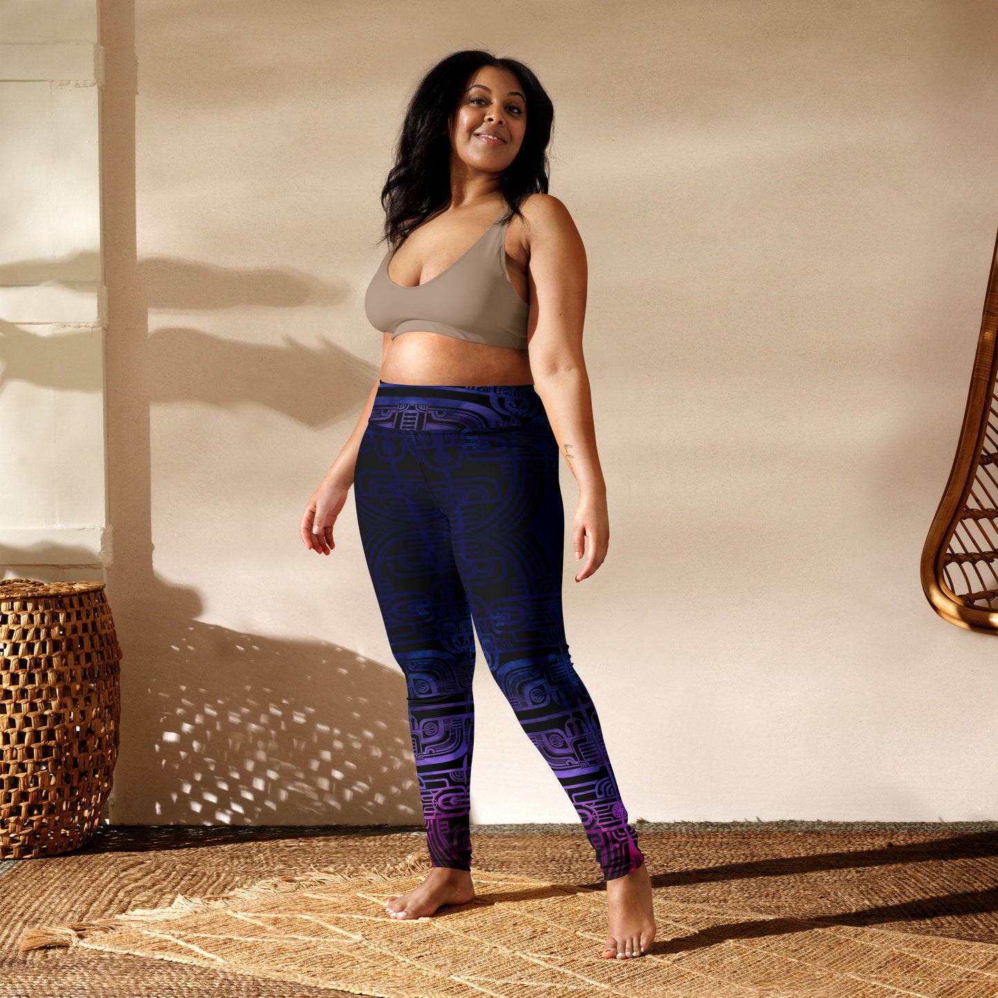 Blue Gradient Patutiki Yoga Leggings
