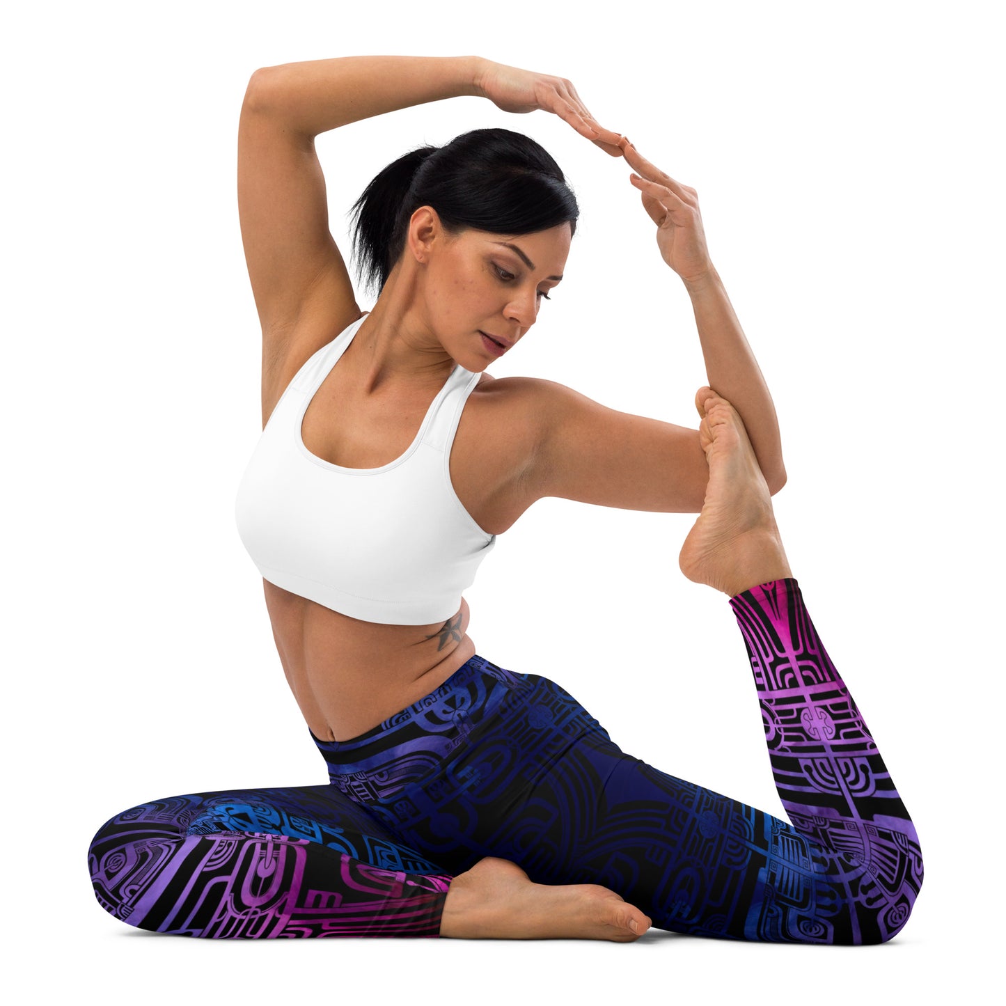 Blue Gradient Patutiki Yoga Leggings