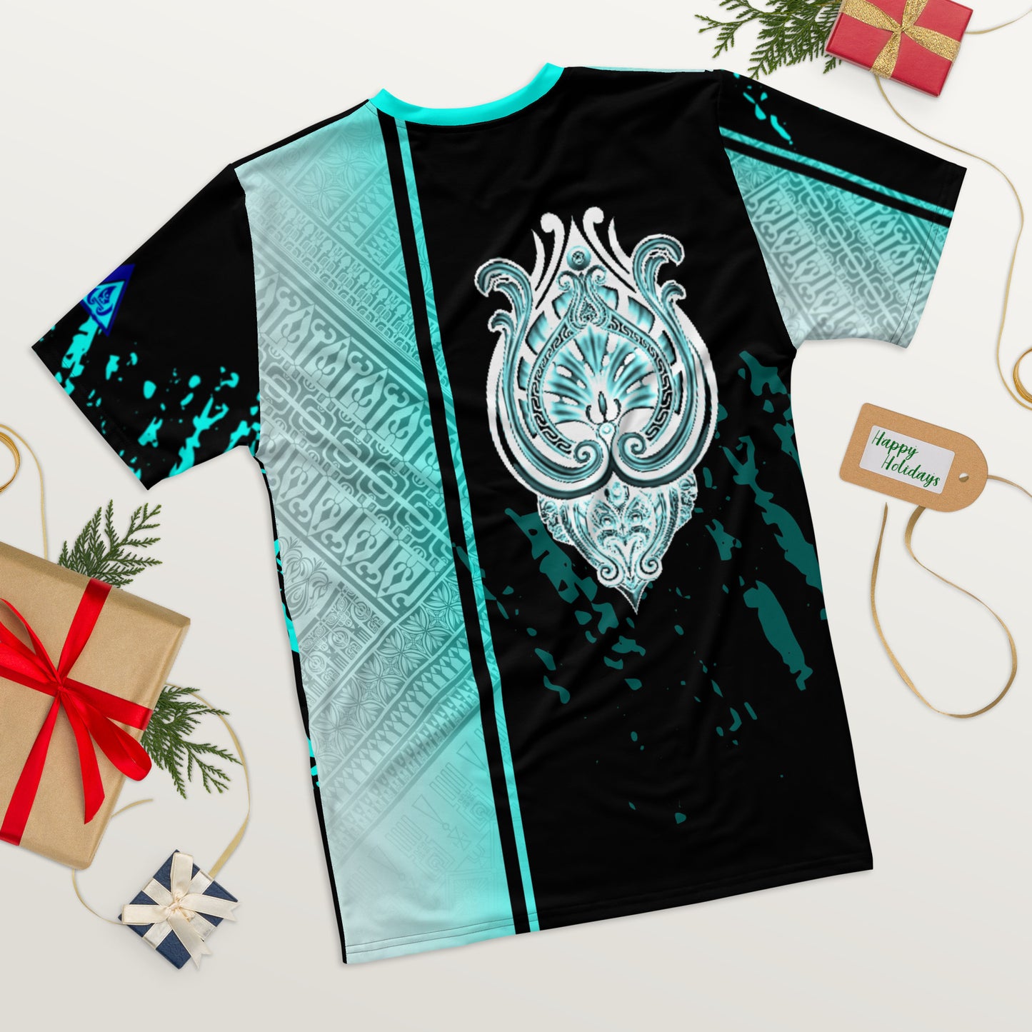 Men's crew neck t-shirt with tattoo and tiki design