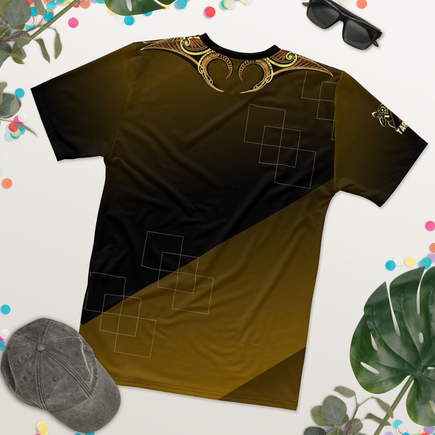 Polynesian Tattoo Jersey Tee with golden tattoo motif