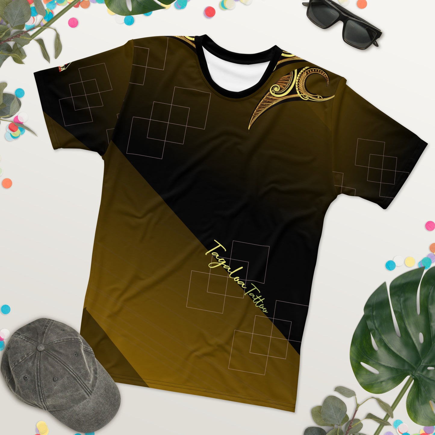 Polynesian Tattoo Jersey Tee with golden tattoo motif