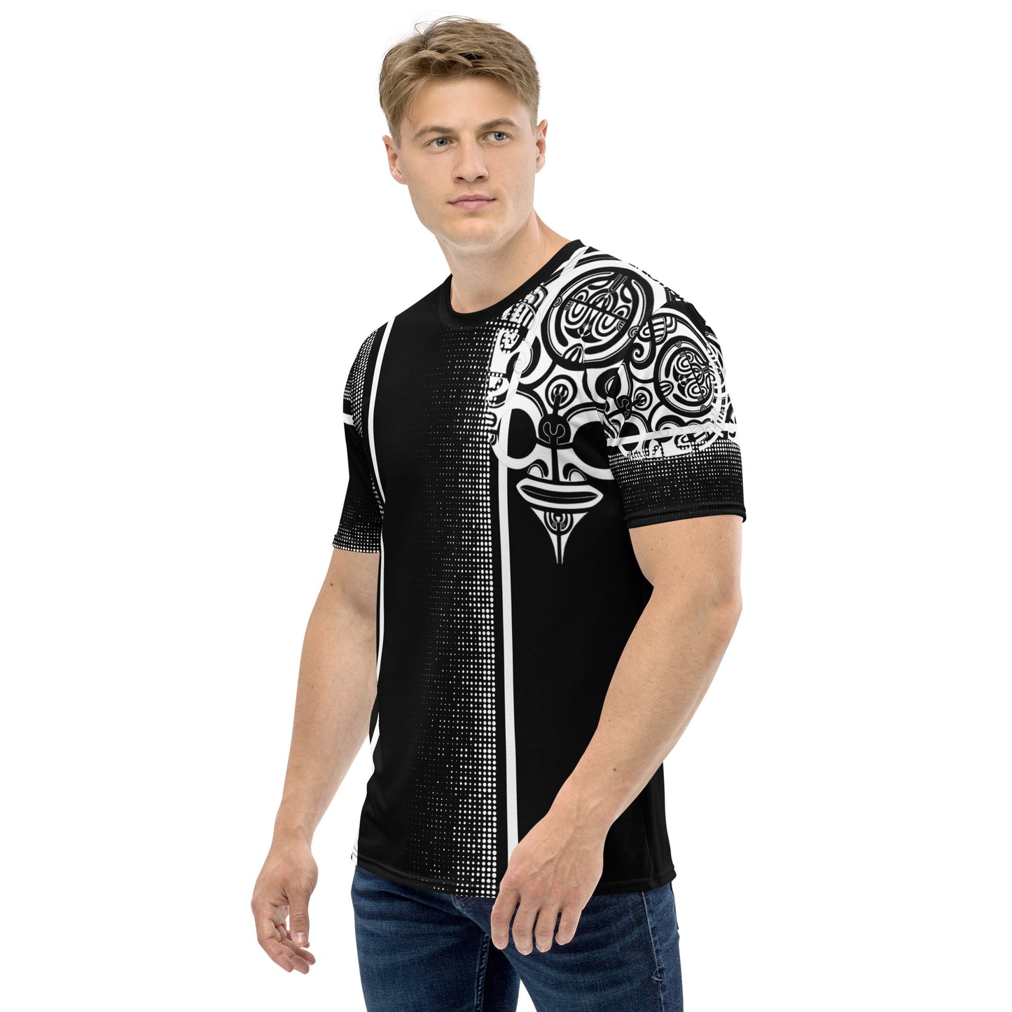 Tagaloa tattoo Polynesian Tiki Tee: Black and white Tiki design