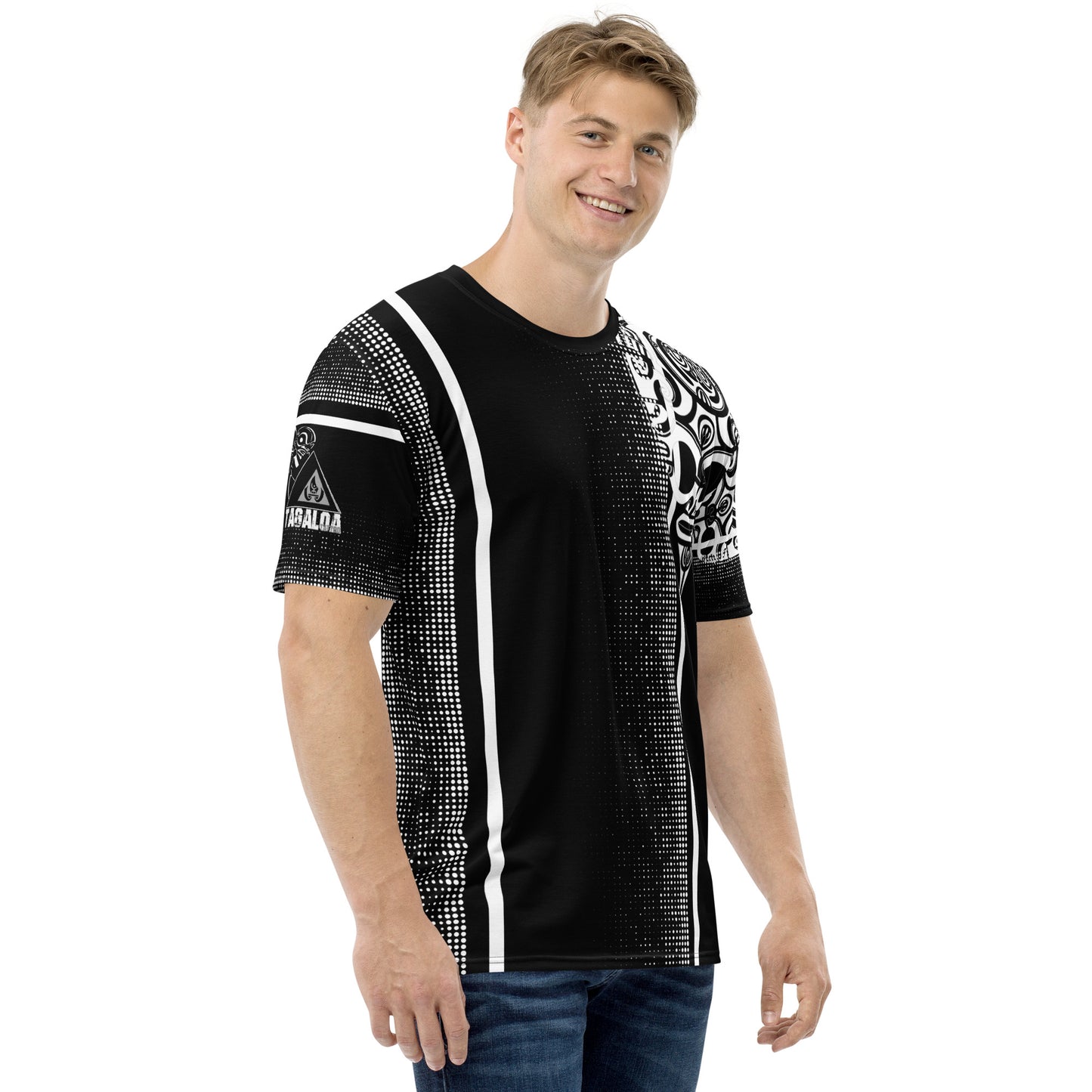 Tagaloa tattoo Polynesian Tiki Tee: Black and white Tiki design