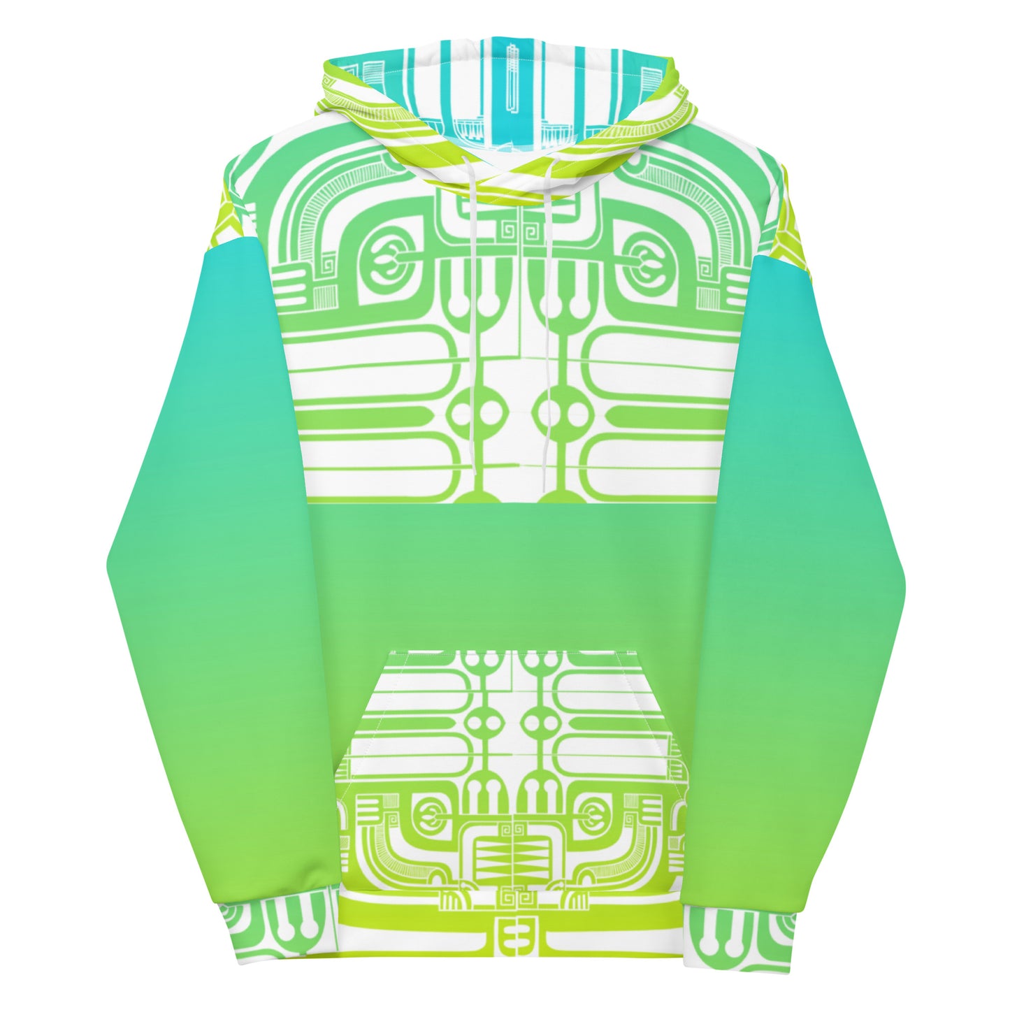 Patutiki Pattern Green-Yellow GradientPatutiki Pattern Green-Yellow Gradient Hoodie