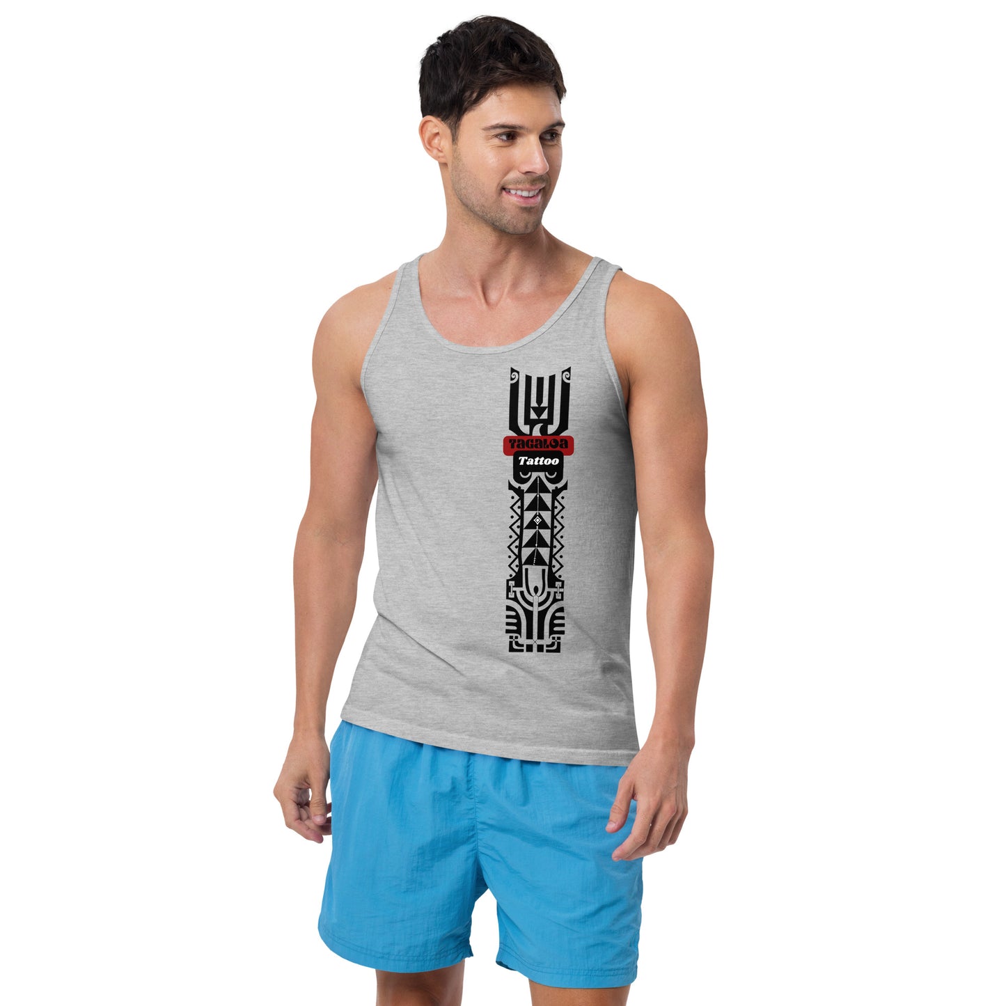 Pacific Tattoo Design Grey Tank Top