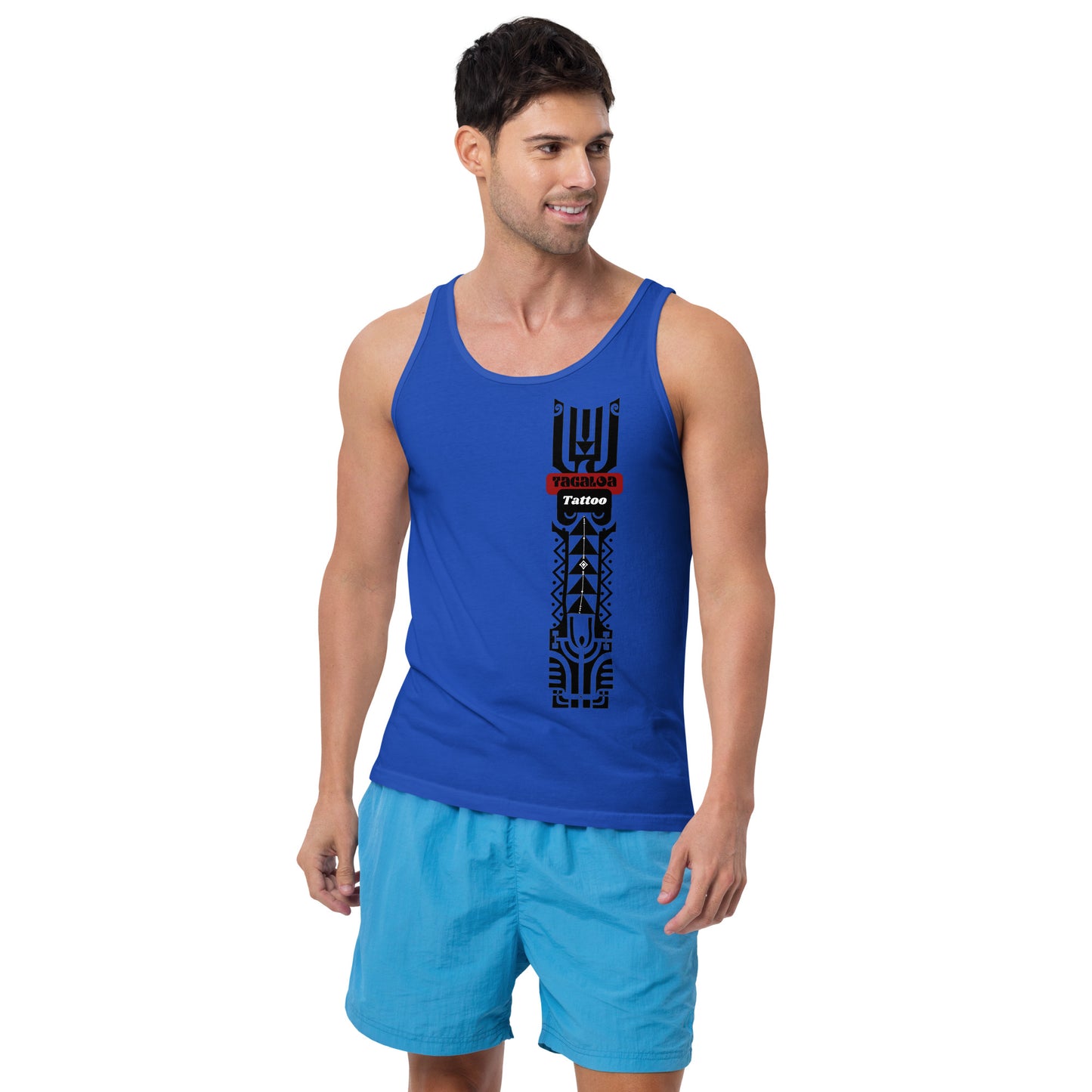 Pacific Tattoo Design Blue Tank Top