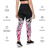 Pacific-Print Sport Leggings: Black and Pink
