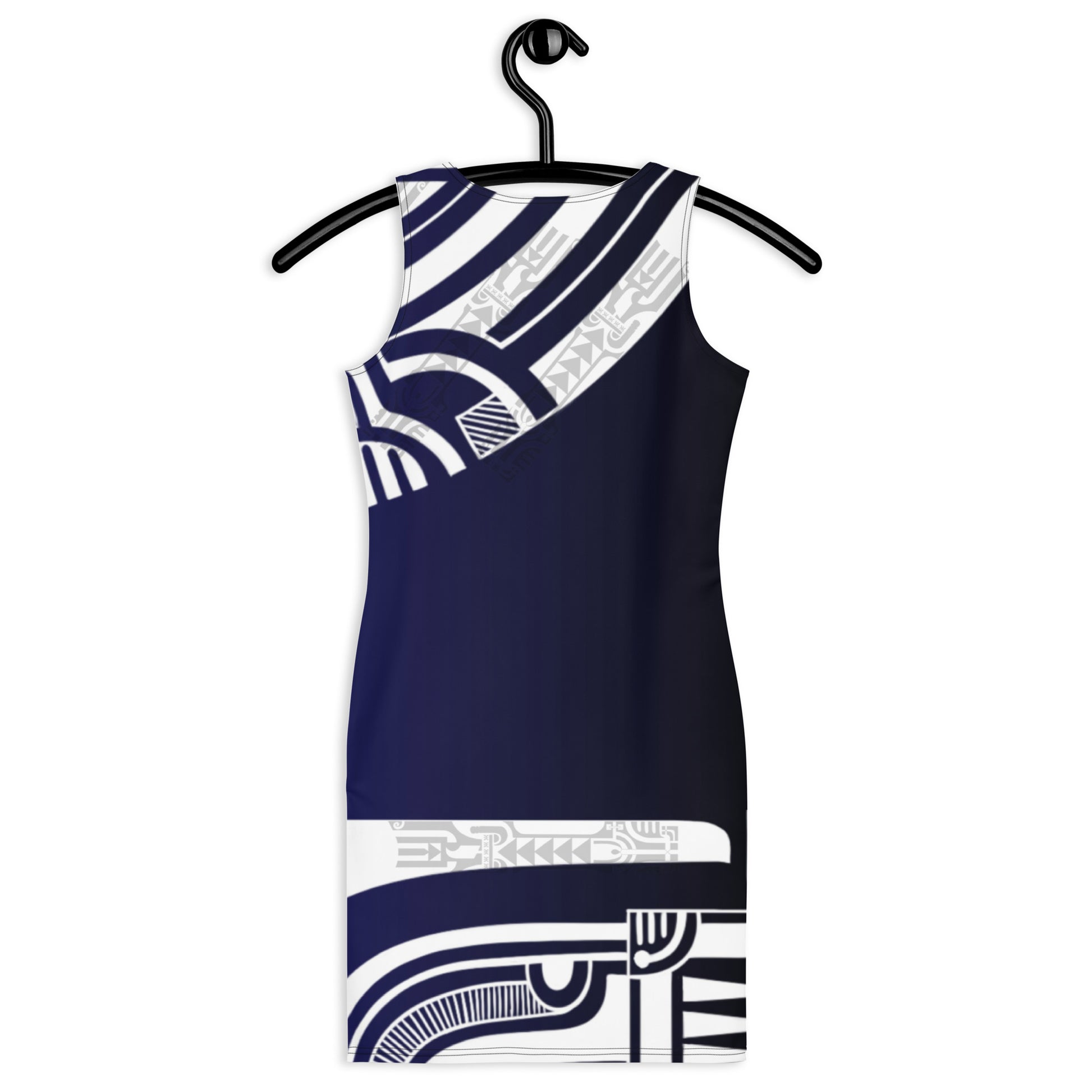 Blue Dress with Polynesian Pattern