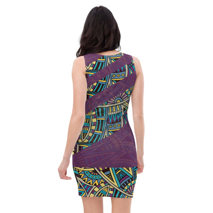 Colorful Tribal Purple Dress back