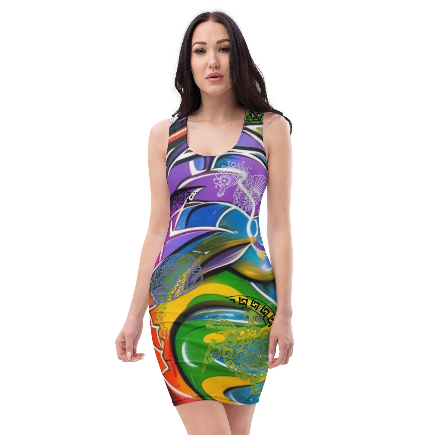 Graphiti-Style Ocean Dress