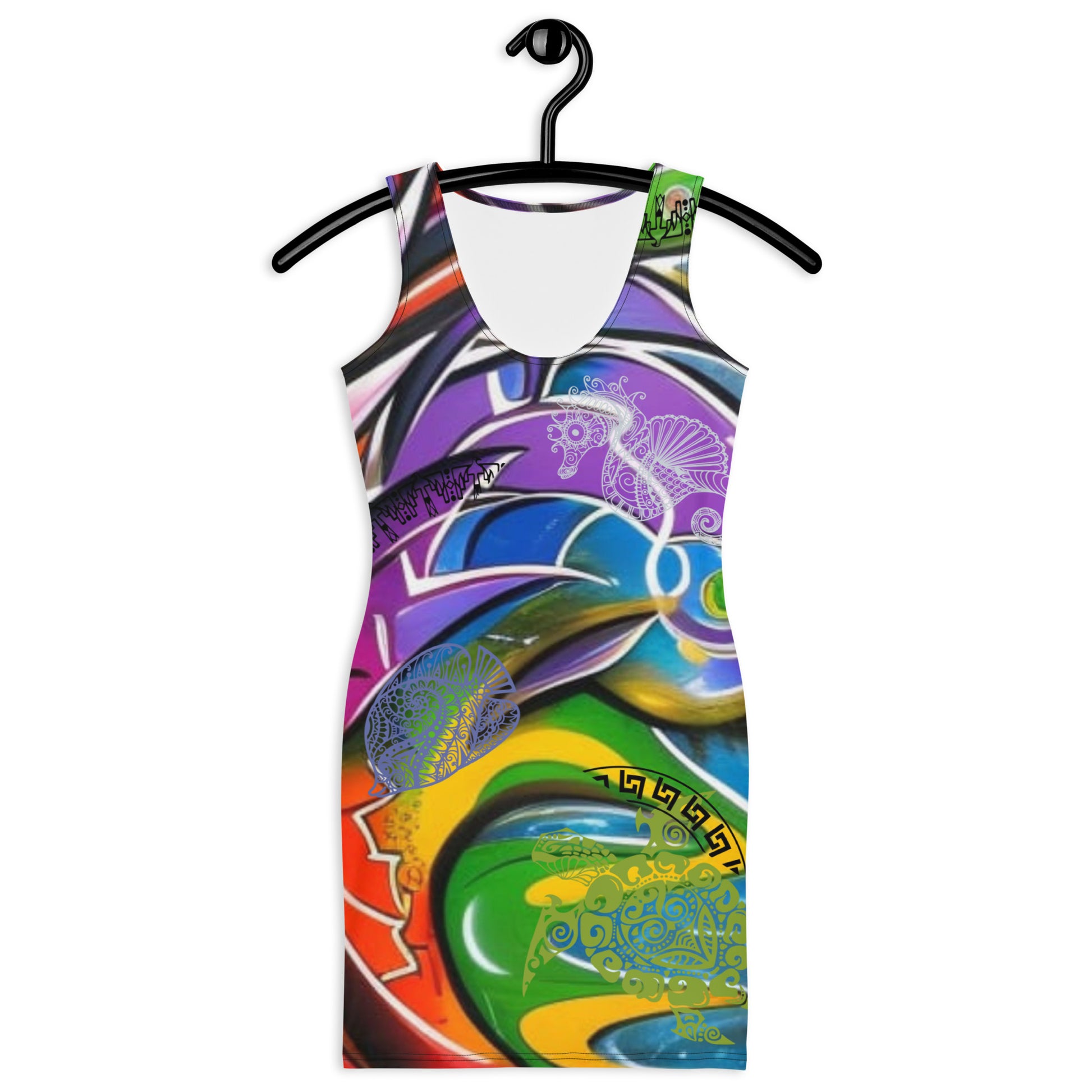 Graphiti-Style Ocean Dress