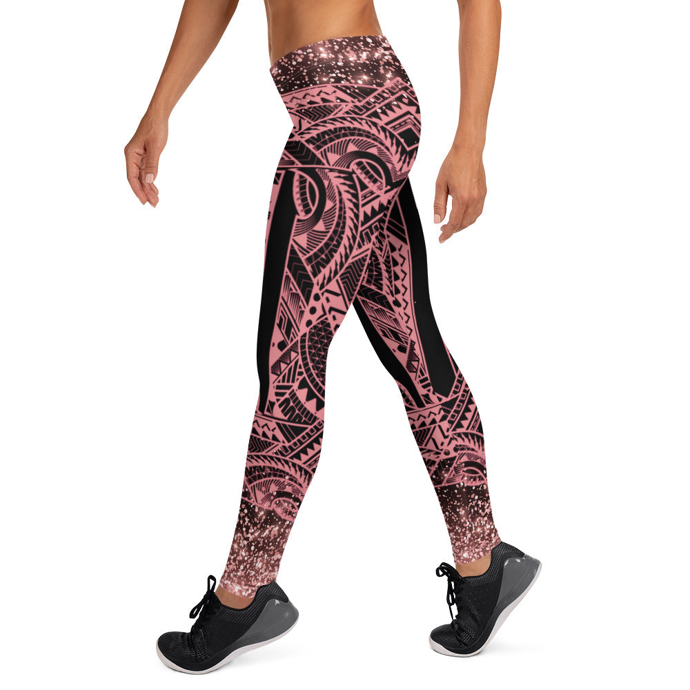 Black Leggings Pacific Pink Sparkle Pattern