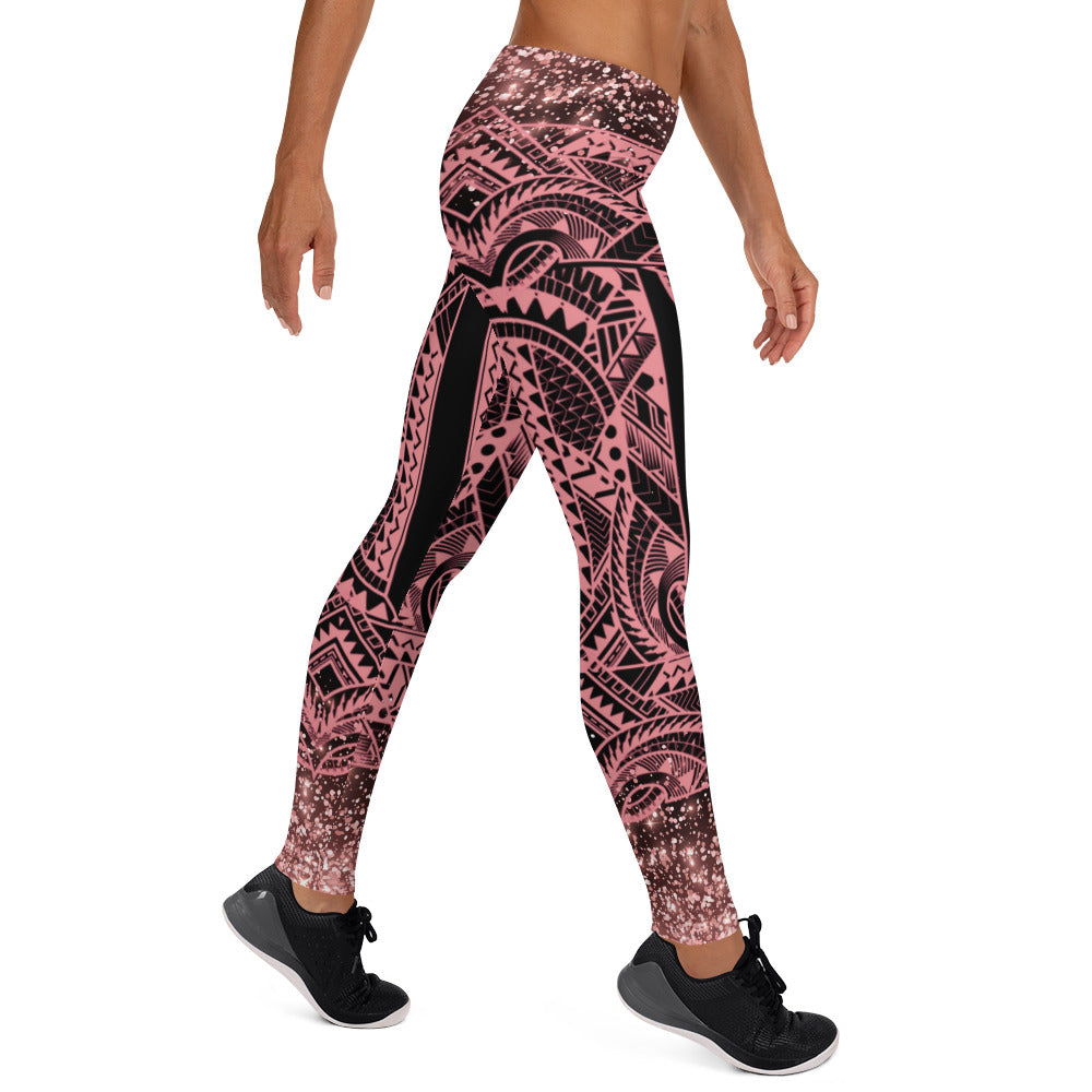 Black Leggings Pacific Pink Sparkle Pattern