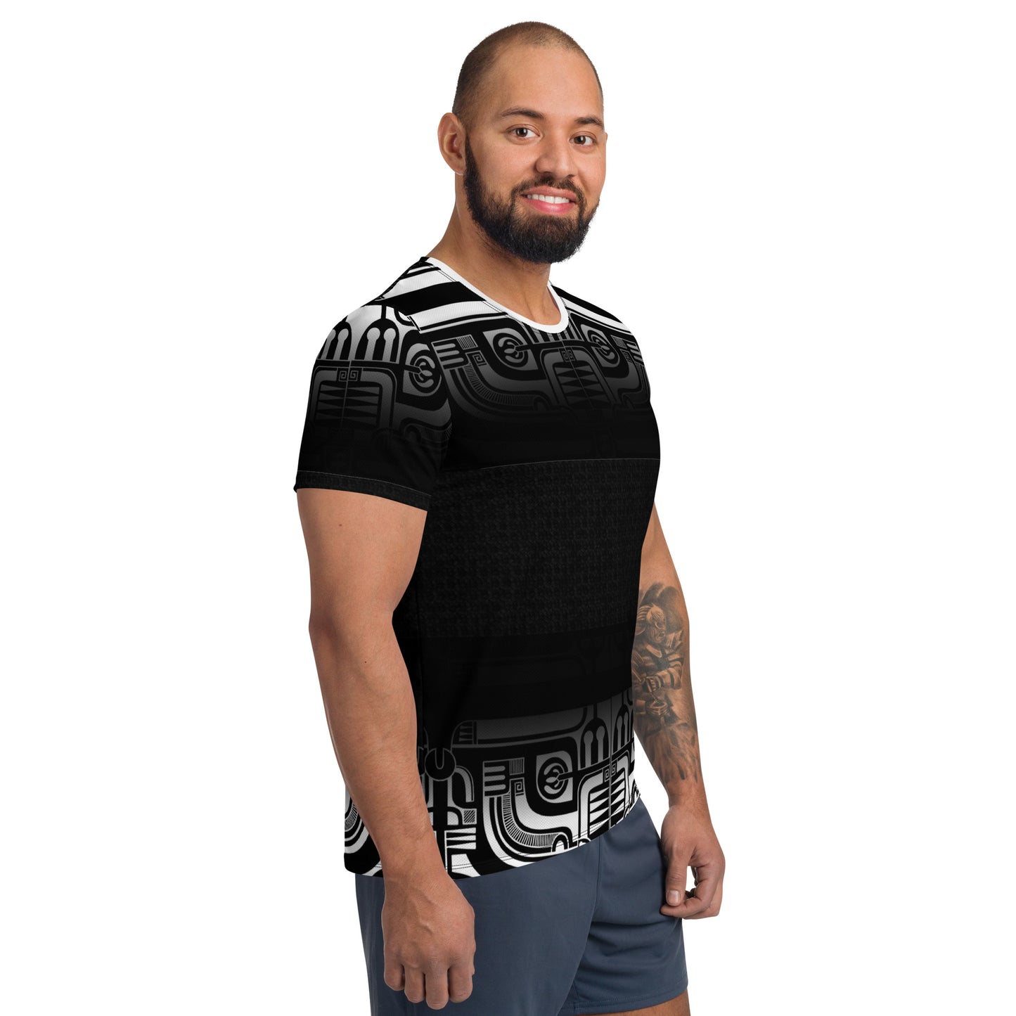 Patutiki Black and White Gradient Sport T-shirt