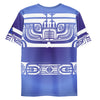 Blue T-shirt with Patutiki Patterns