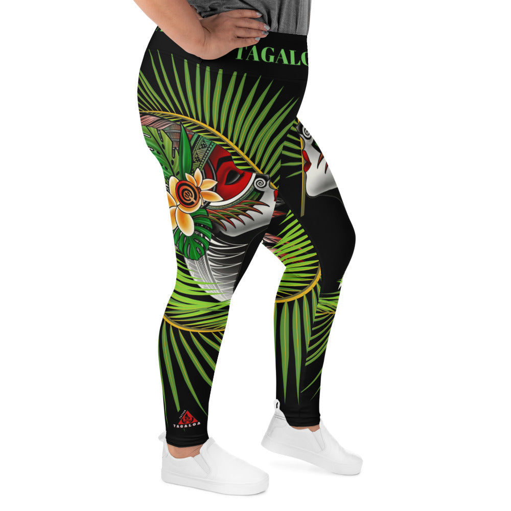 Plus Size Tropical Leggings with Woman's Face
