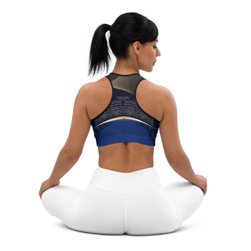 Gold Polynesian Graphic Sports bra