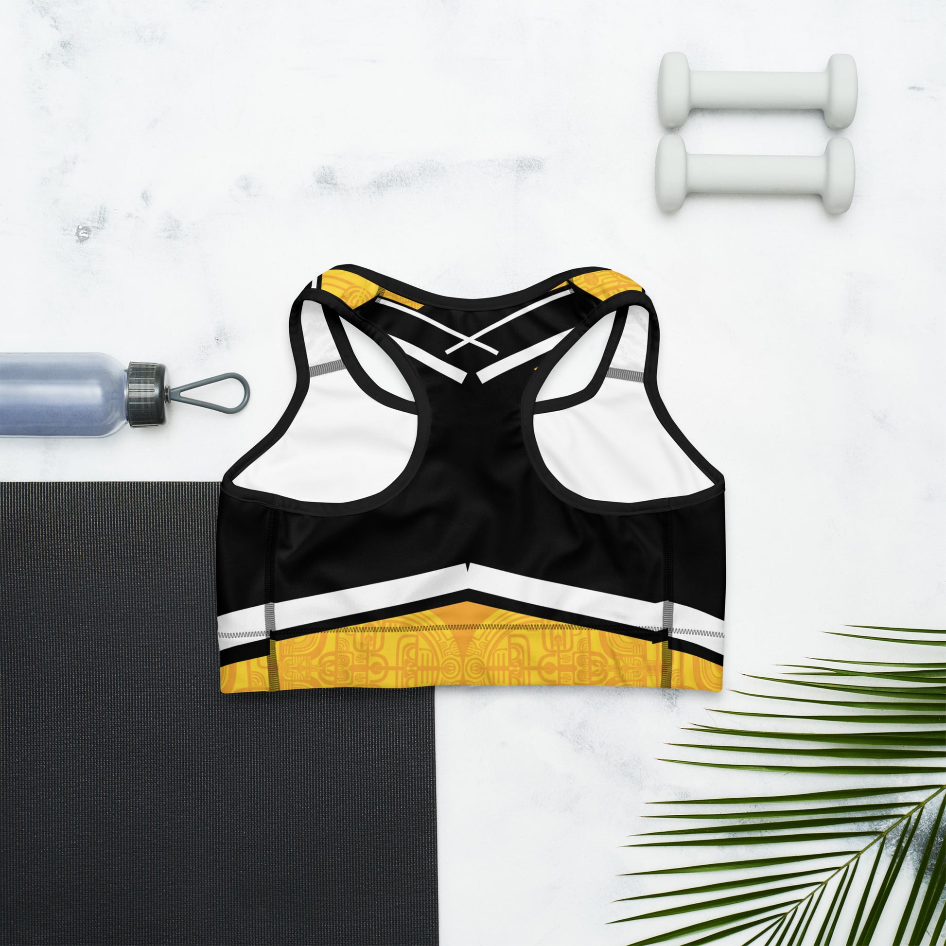 Polynesian Style Yellow Graphic Sports bra