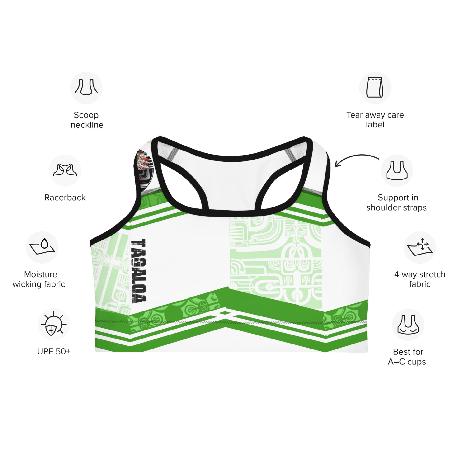 Polynesian Green Style Graphic Sports bra