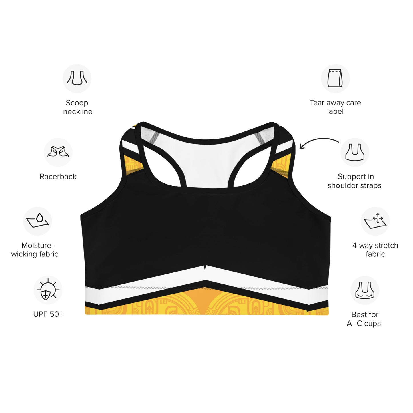 Polynesian Style Yellow Graphic Sports bra