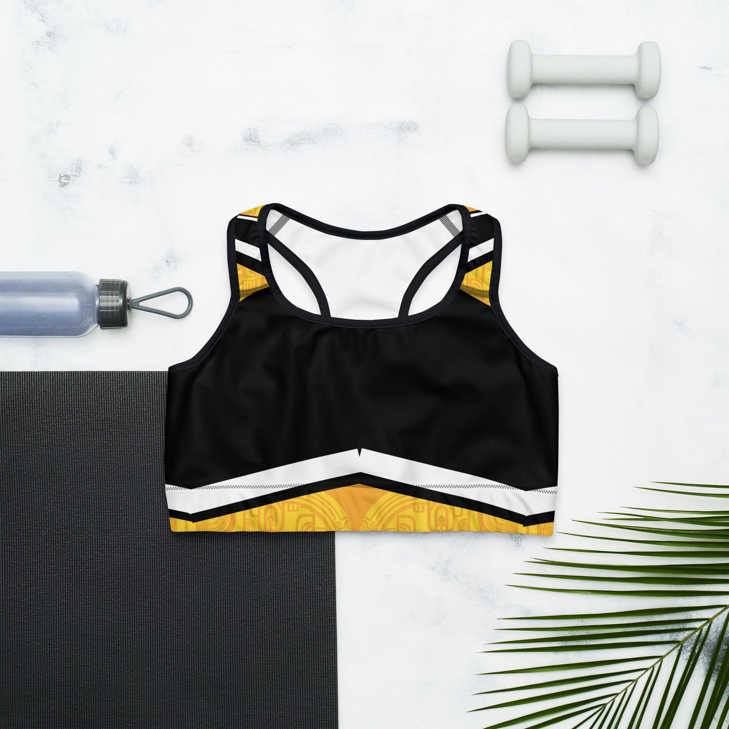 Polynesian Style Yellow Graphic Sports bra