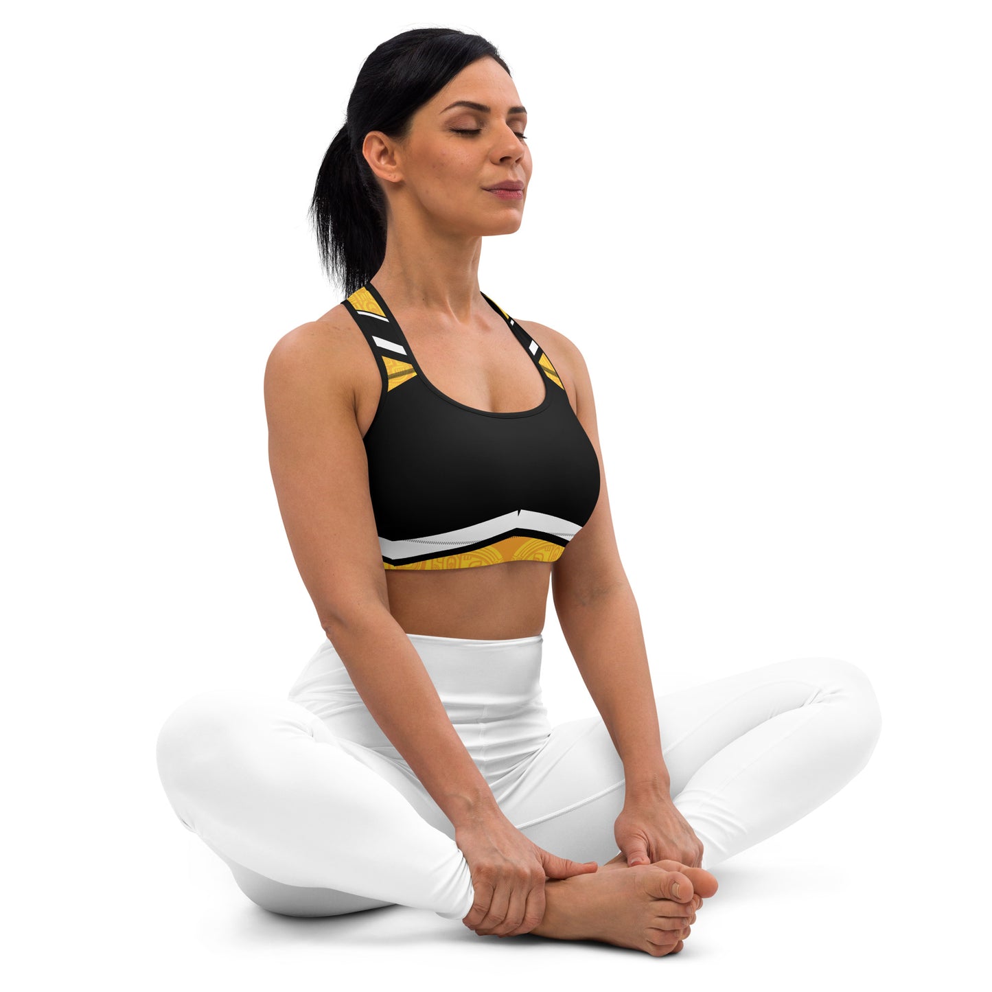 Polynesian Style Yellow Graphic Sports bra