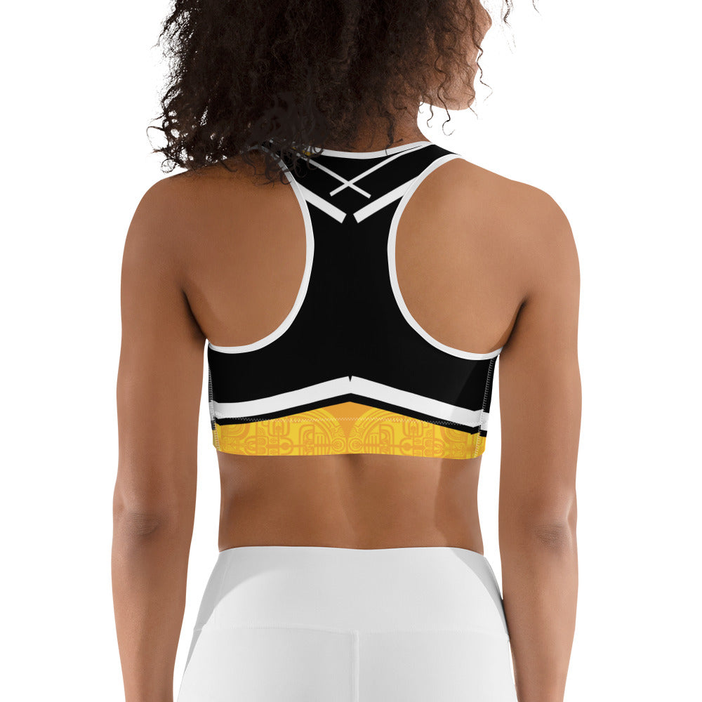 Polynesian Style Yellow Graphic Sports bra