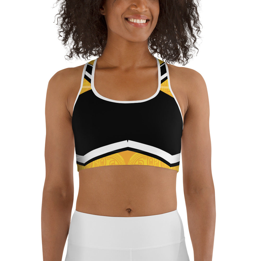 Polynesian Style Yellow Graphic Sports bra