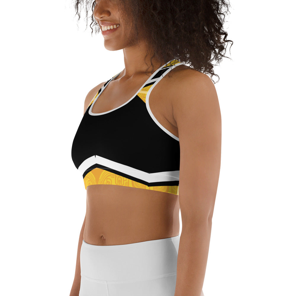 Polynesian Style Yellow Graphic Sports bra