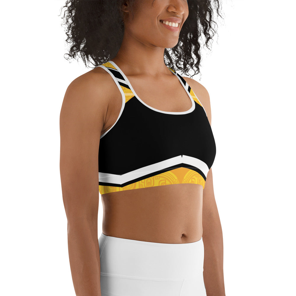 Polynesian Style Yellow Graphic Sports bra