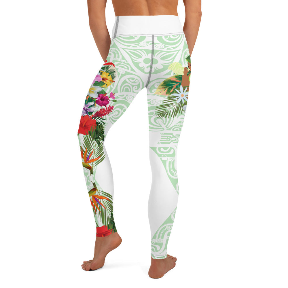 Floral Pacific Motif Yoga Leggings".