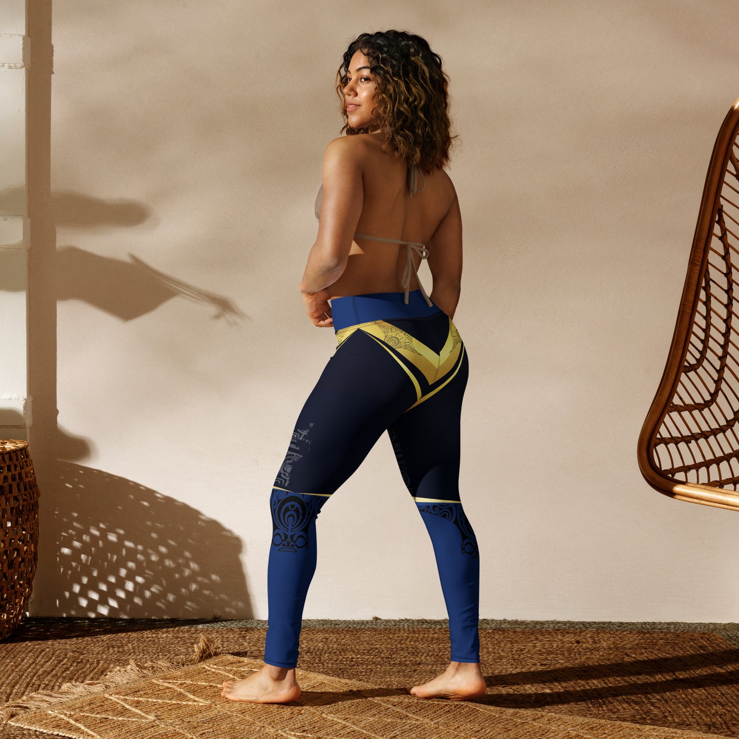Gold Polynesian Graphic Yoga Leggings