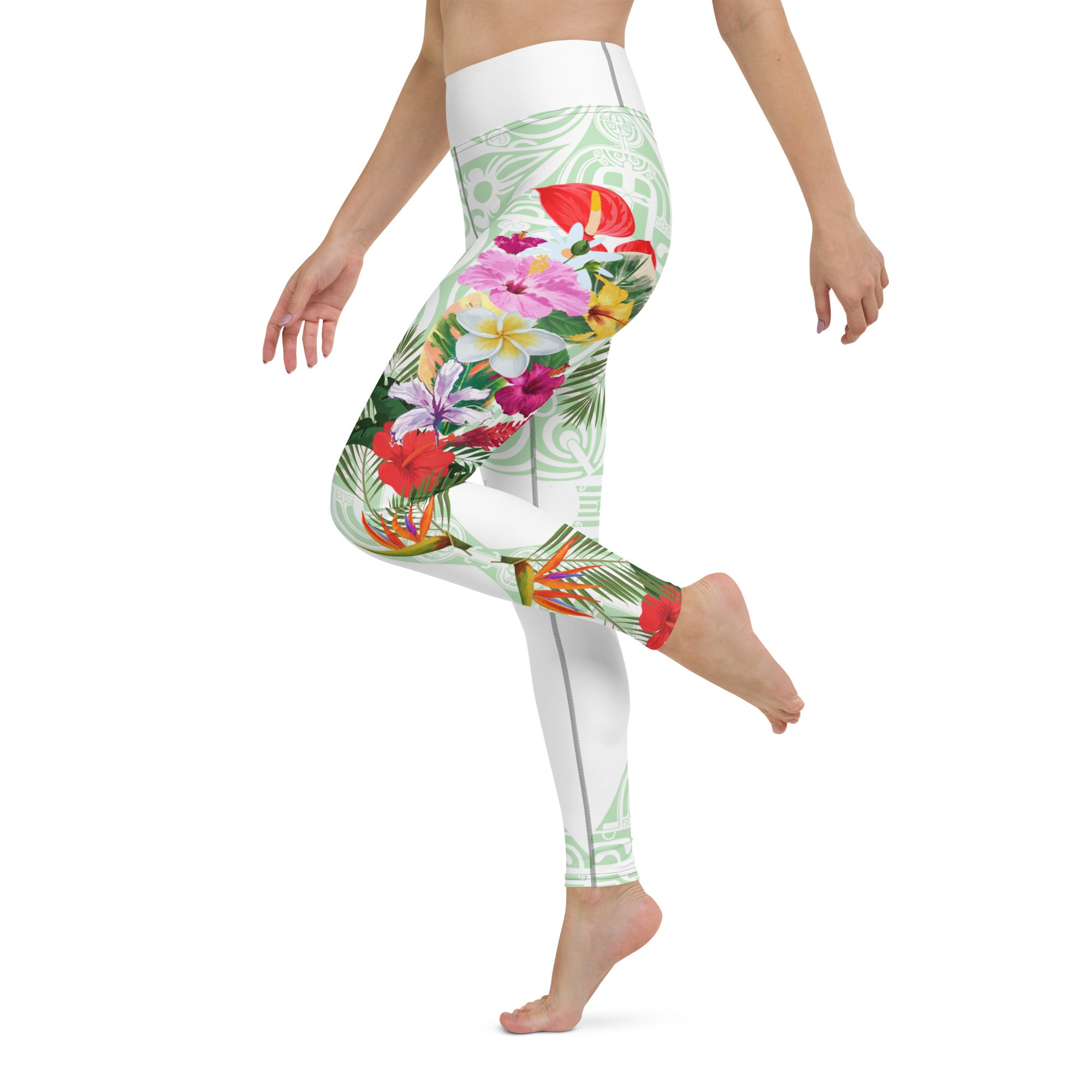 TAGALOA TATTOO APPAREL Floral Pacific Pattern Yoga Leggings