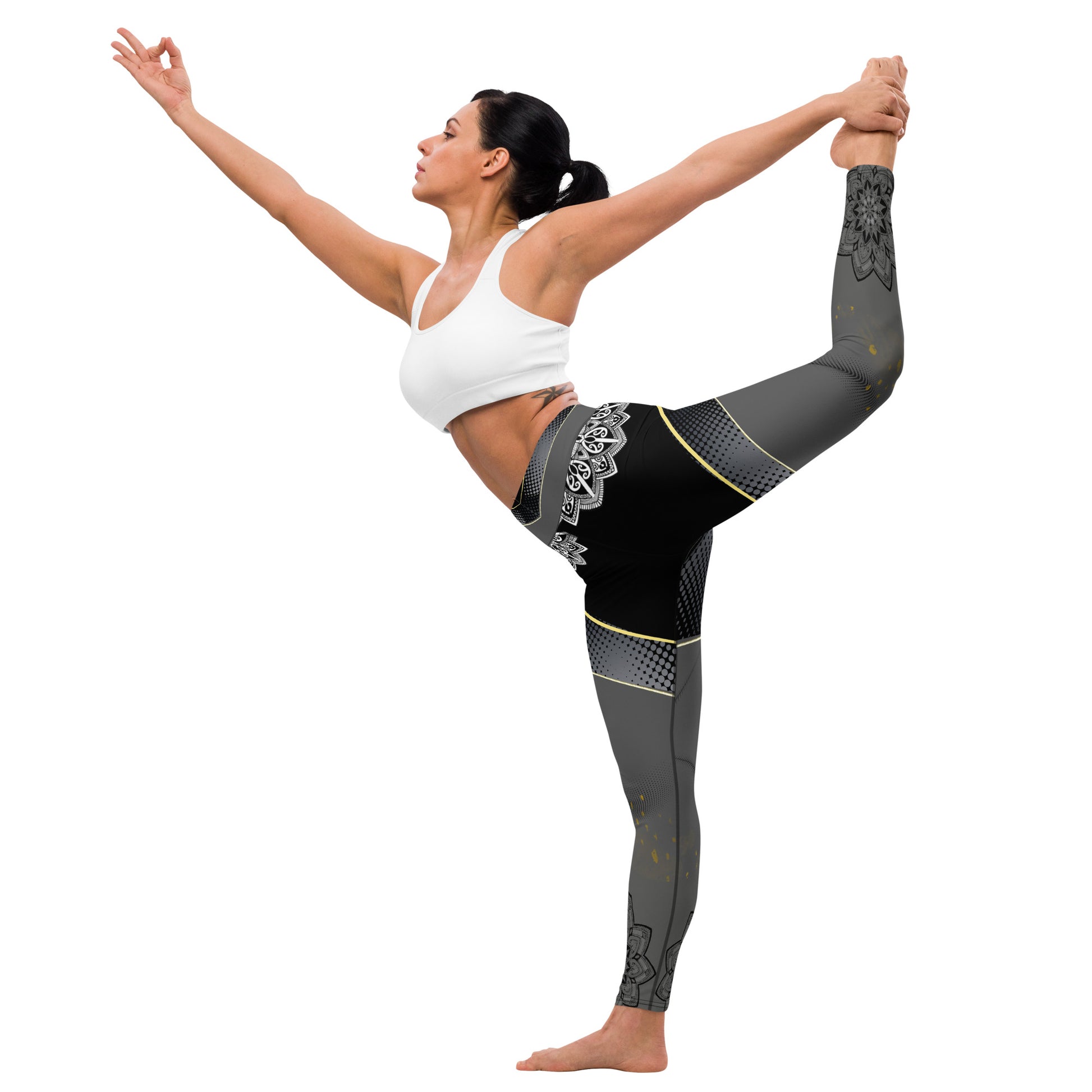 Mandala Yoga Leggings  with Gold Accent
