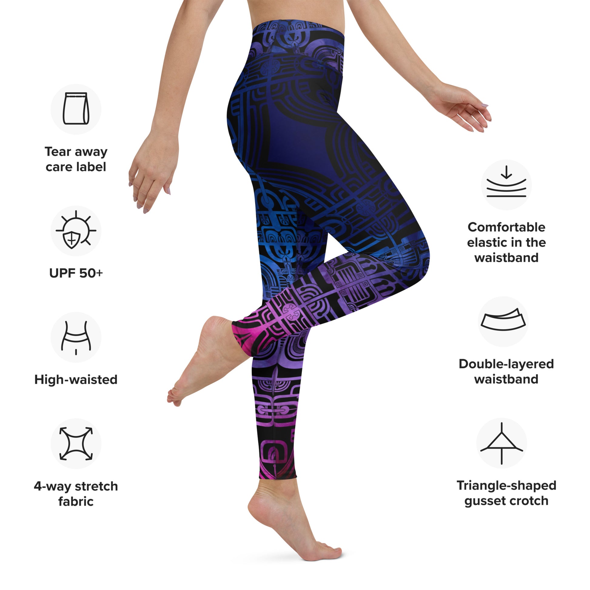 Blue Gradient Patutiki Yoga Leggings