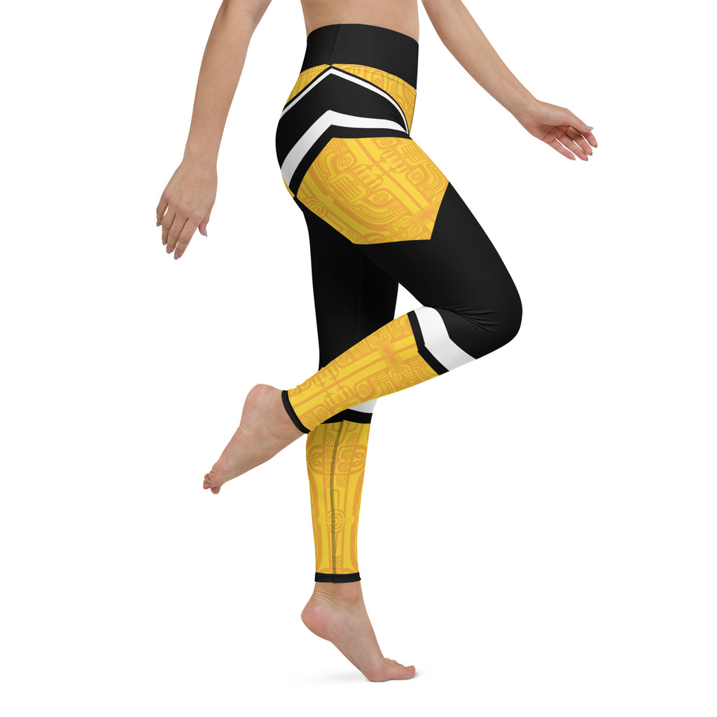 Polynesian Style Yellow Graphic Yoga Leggings