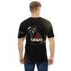 Striking black and gold t-shirt with tiger motif and intricate patterns