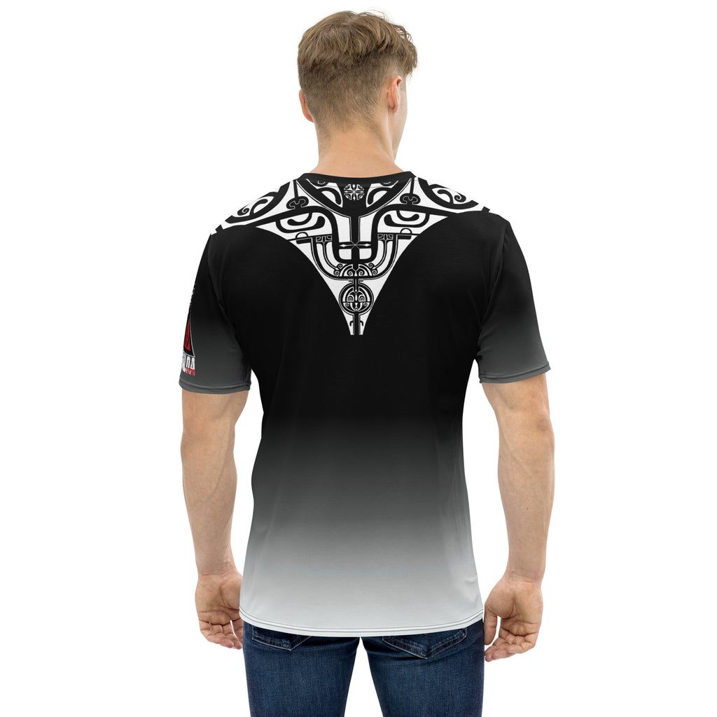 Stylish tiki tattoo tee in black gradient