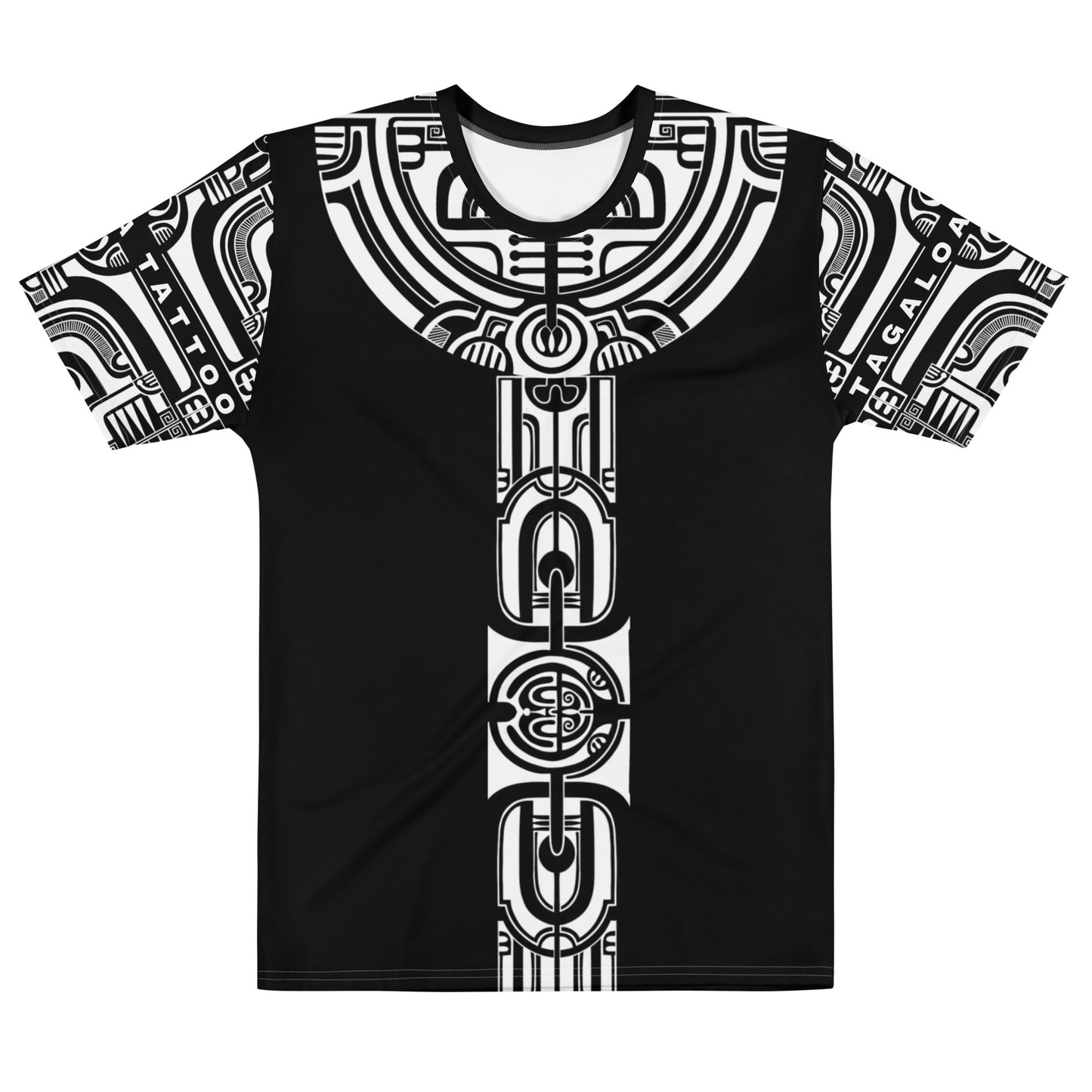 Black T-Shirt with White Patutiki Pattern: