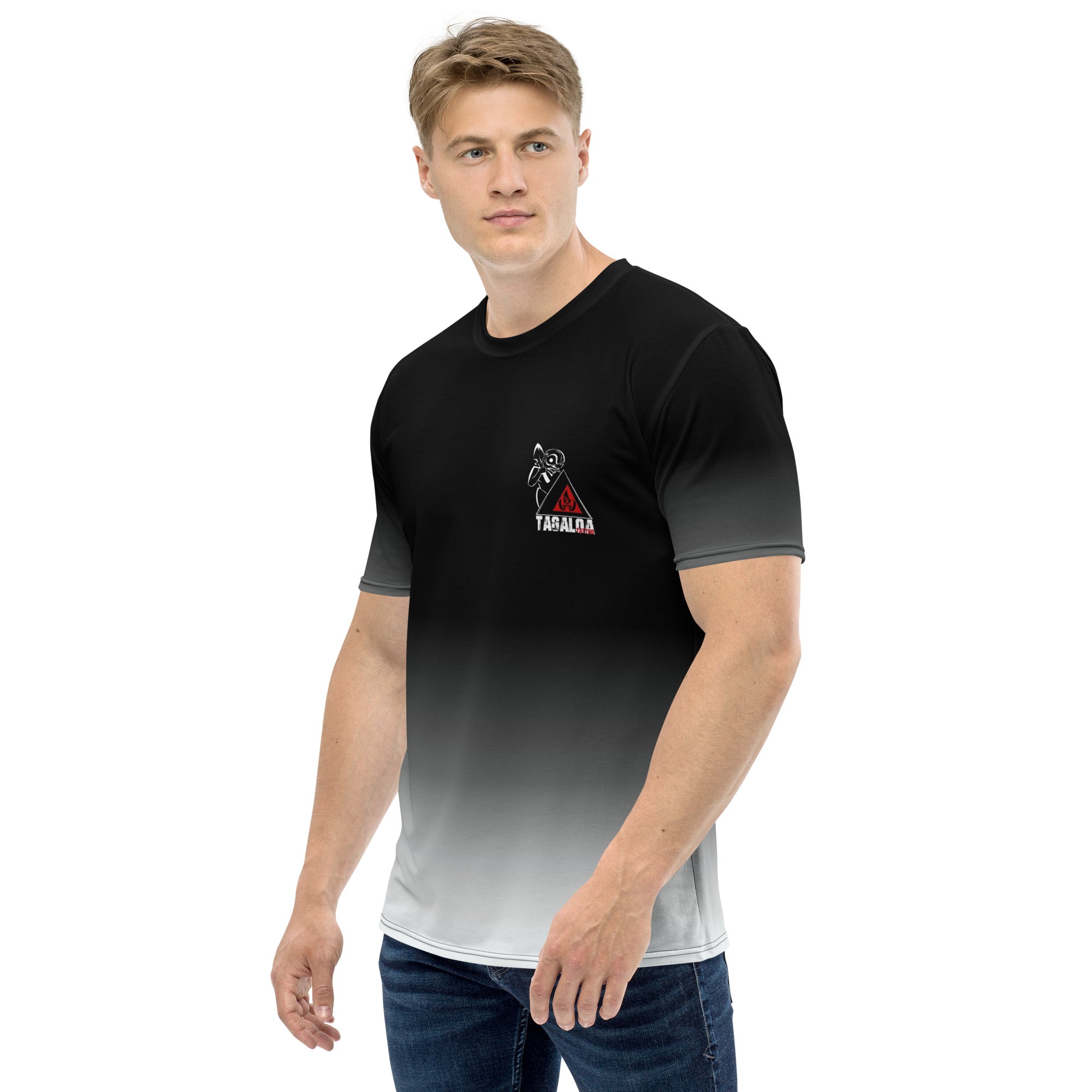 Men's black gradient t-shirt with Tagaloa Tattoo logo