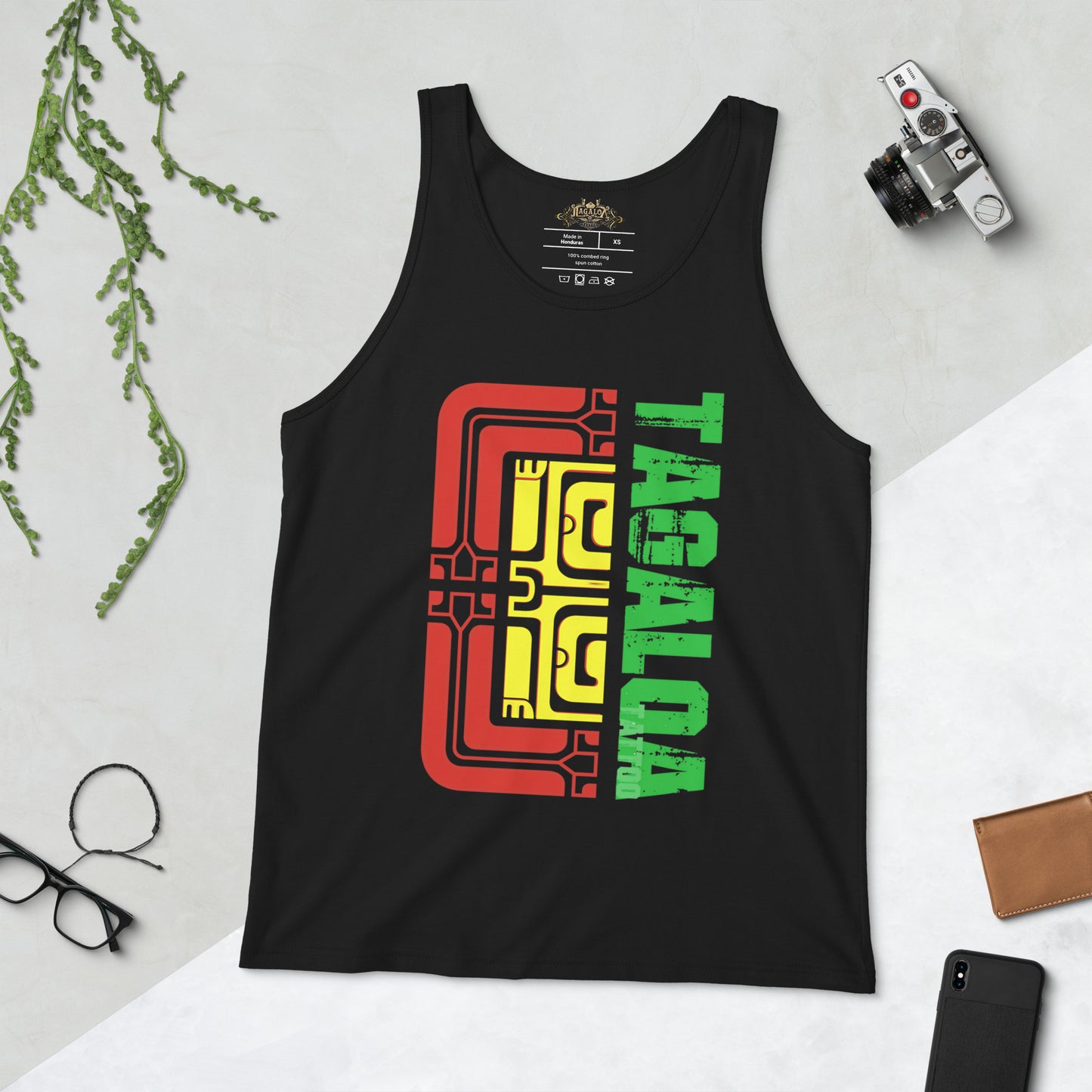 Vibrant Pattern Black Tank Top