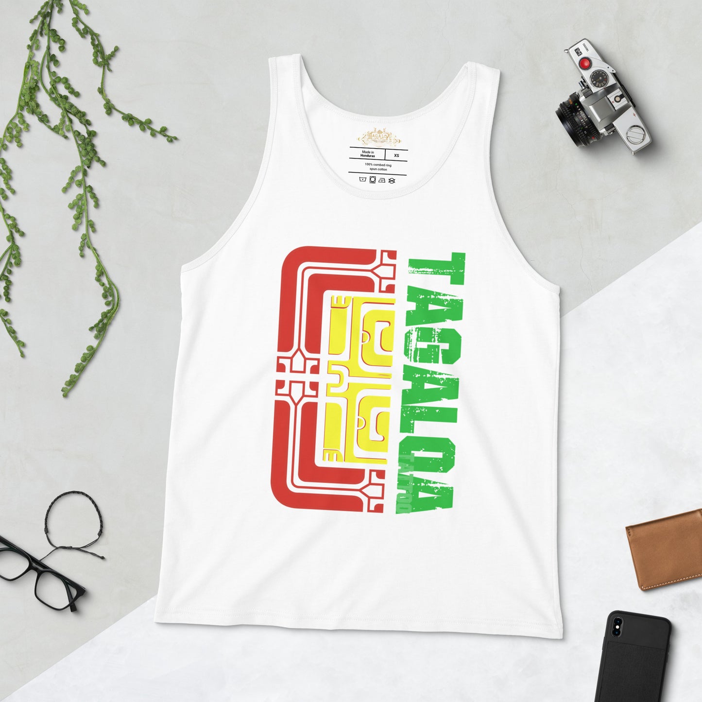 Vibrant Pattern White Tank Top