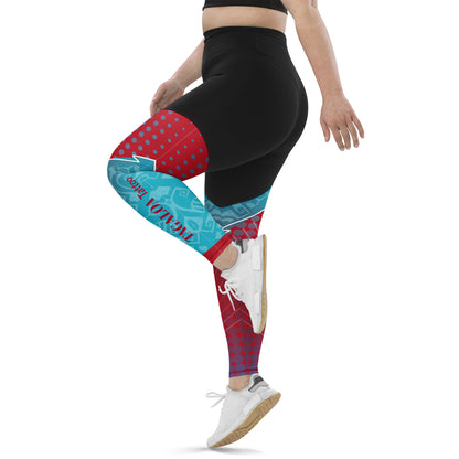 Pacifico-Moderno Sport Leggings in Red and Blue